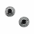 14K White 3.5 mm Genuine Sapphire & 1/10 CTW Diamond Round Earring